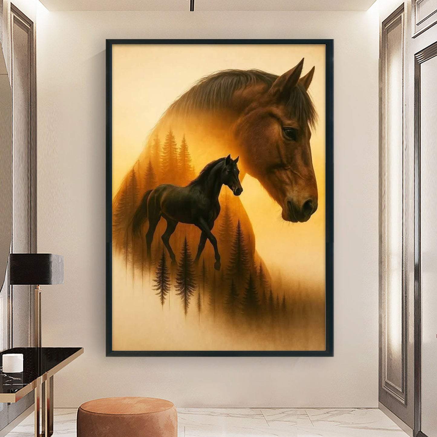 Horse Silhouette - Full 11CT Stamped Cross Stitch 40x60CM - Huacan