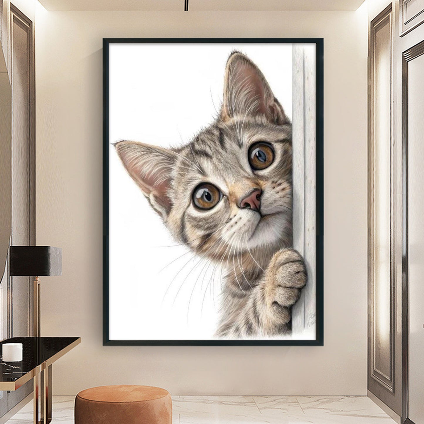 Peeking Cat - Full 11CT Stamped Cross Stitch 40x60CM - Huacan
