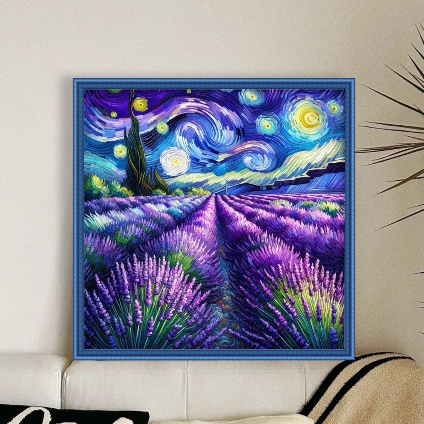Lavender Field - Full 11CT Stamped Cross Stitch 45x45CM - Huacan
