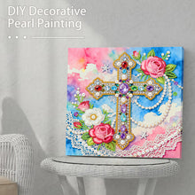 Load image into Gallery viewer, DIY Pearl Painting Kit 25x25CM Cross Framed Handmade Pearl Material Art Set Room Wall Decoration