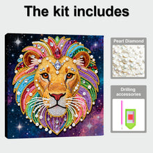 Load image into Gallery viewer, DIY Pearl Painting Kit 25x25CM Lion Framed Handmade Pearl Material Art Set Room Wall Decoration
