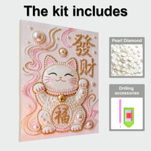 Load image into Gallery viewer, DIY Pearl Painting Kit 40x50CM Lucky Cat Framed Handmade Pearl Material Art Set Room Wall Decoration