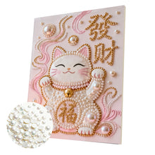 Load image into Gallery viewer, DIY Pearl Painting Kit 40x50CM Lucky Cat Framed Handmade Pearl Material Art Set Room Wall Decoration