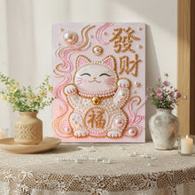 Load image into Gallery viewer, DIY Pearl Painting Kit 40x50CM Lucky Cat Framed Handmade Pearl Material Art Set Room Wall Decoration