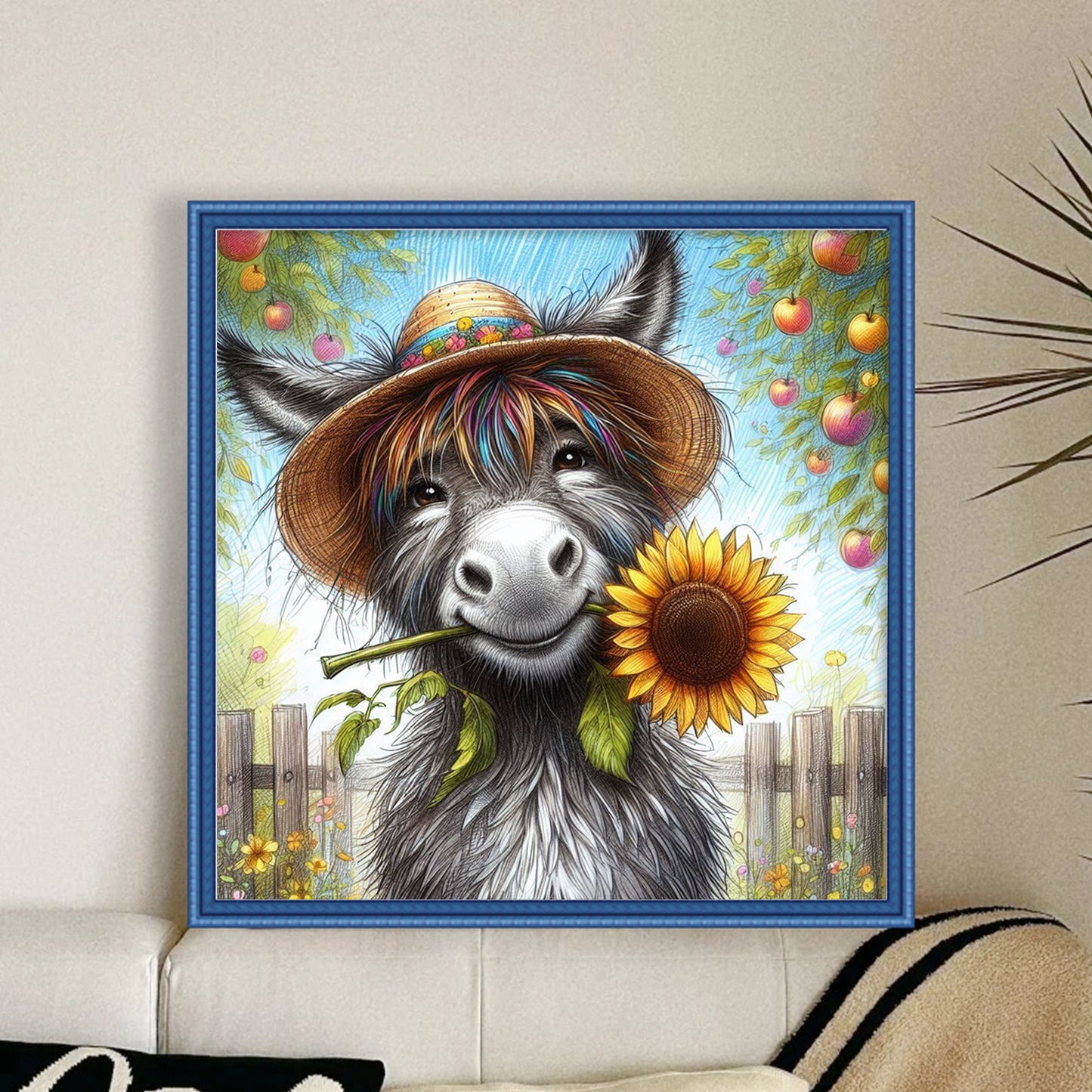 Donkey - Full 11CT Stamped Cross Stitch 40x40CM - Yishu
