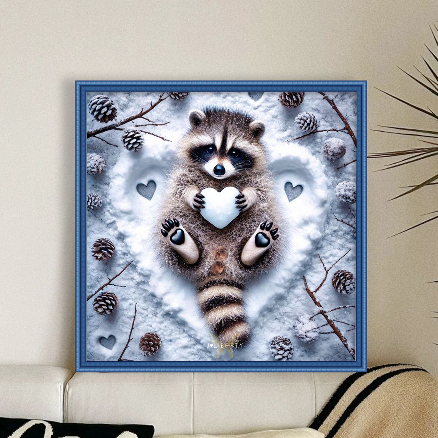 Little Raccoon - Full 11CT Stamped Cross Stitch 40x40CM - Yishu