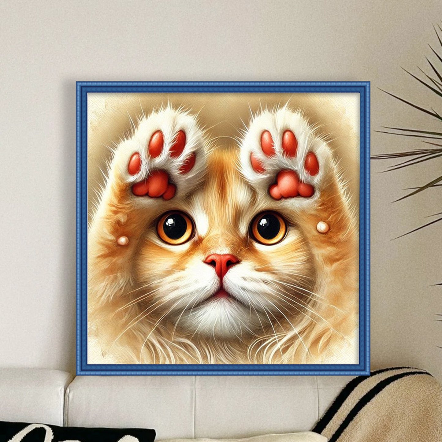 Cat - Full 11CT Stamped Cross Stitch 40x40CM - Yishu