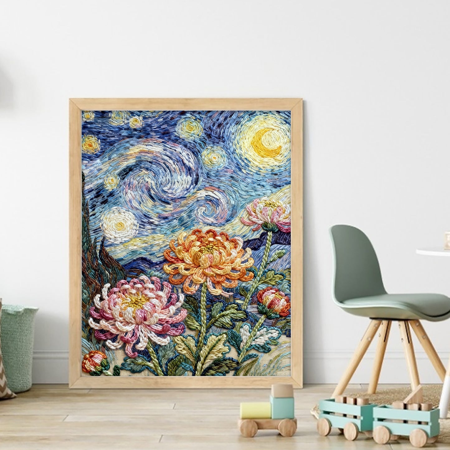 Van Gogh - Chrysanthemum - Full 11CT Stamped Cross Stitch 40x50CM - Huacan