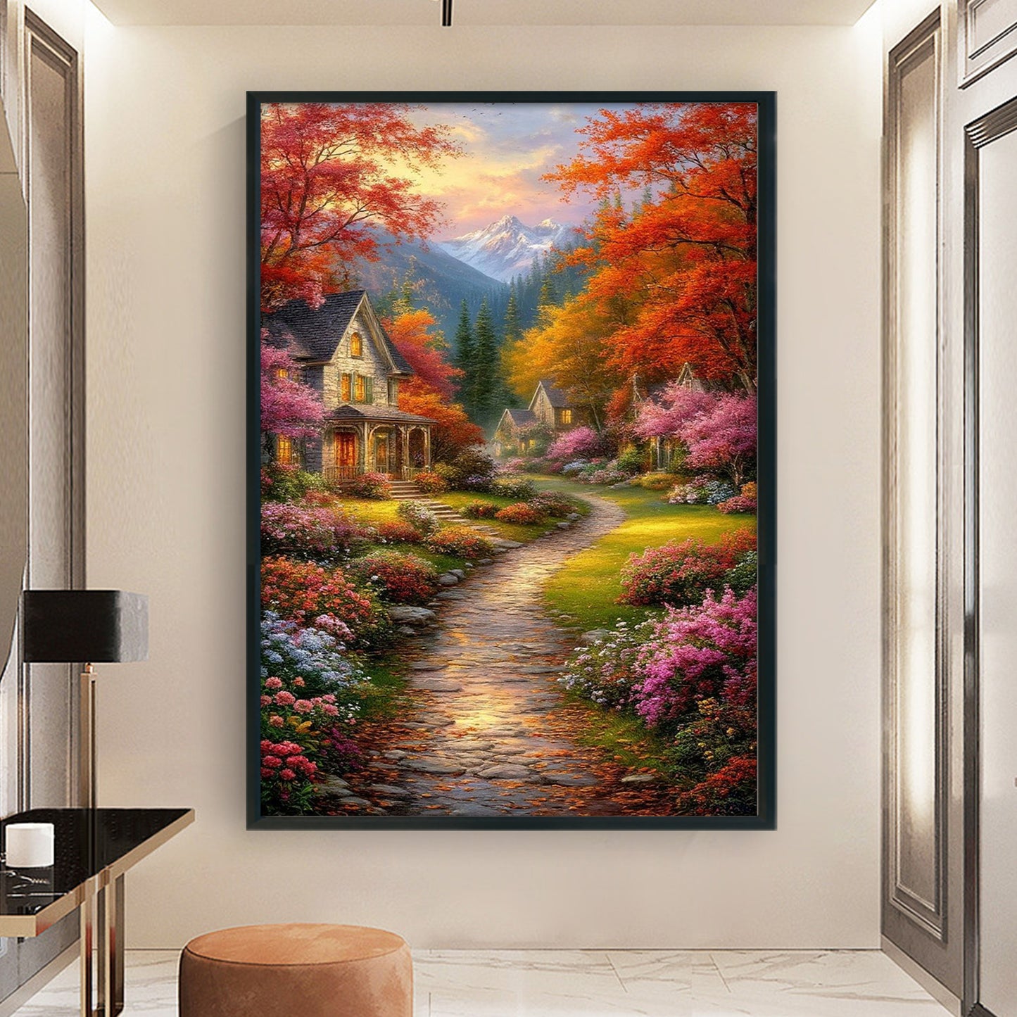 Autumn Hut - Full 11CT Stamped Cross Stitch 40x60CM - Huacan