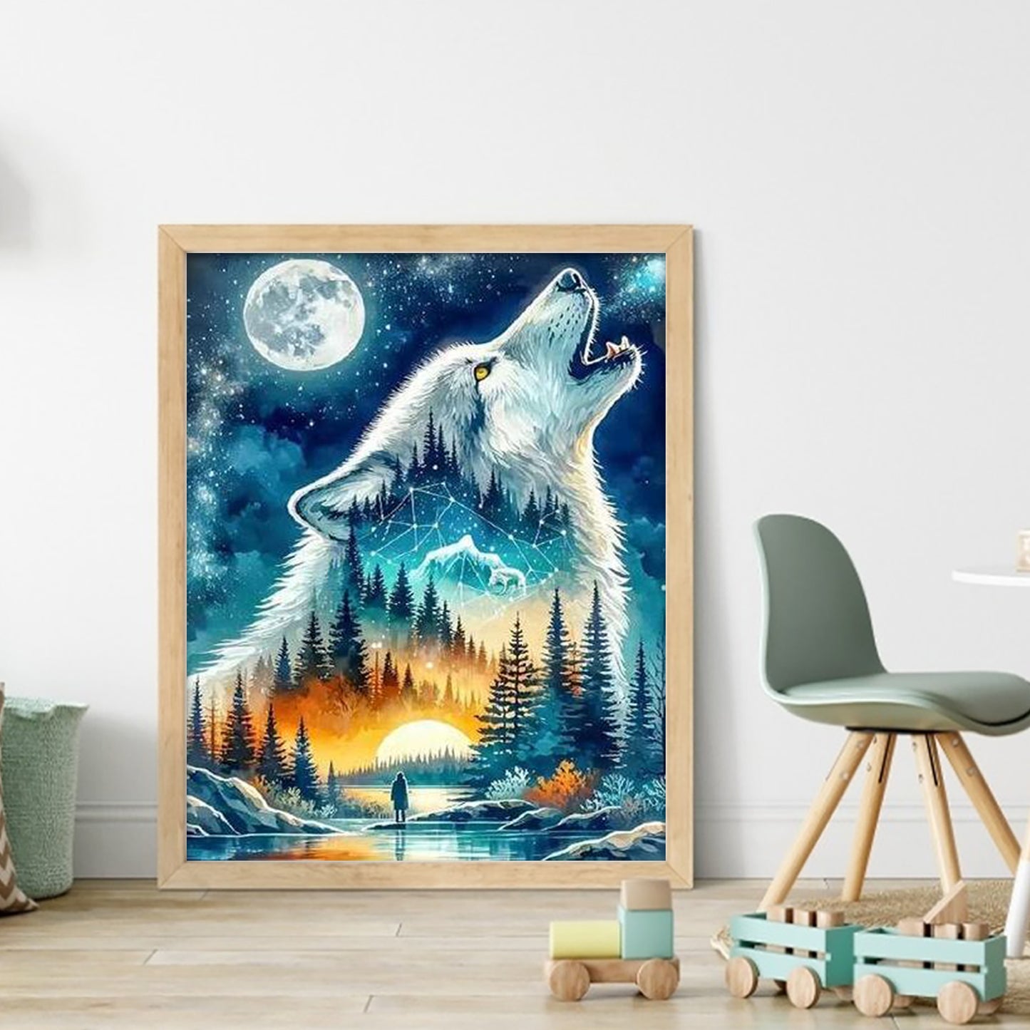 Howling Wolf - Full 11CT Stamped Cross Stitch 40x50CM - Huacan