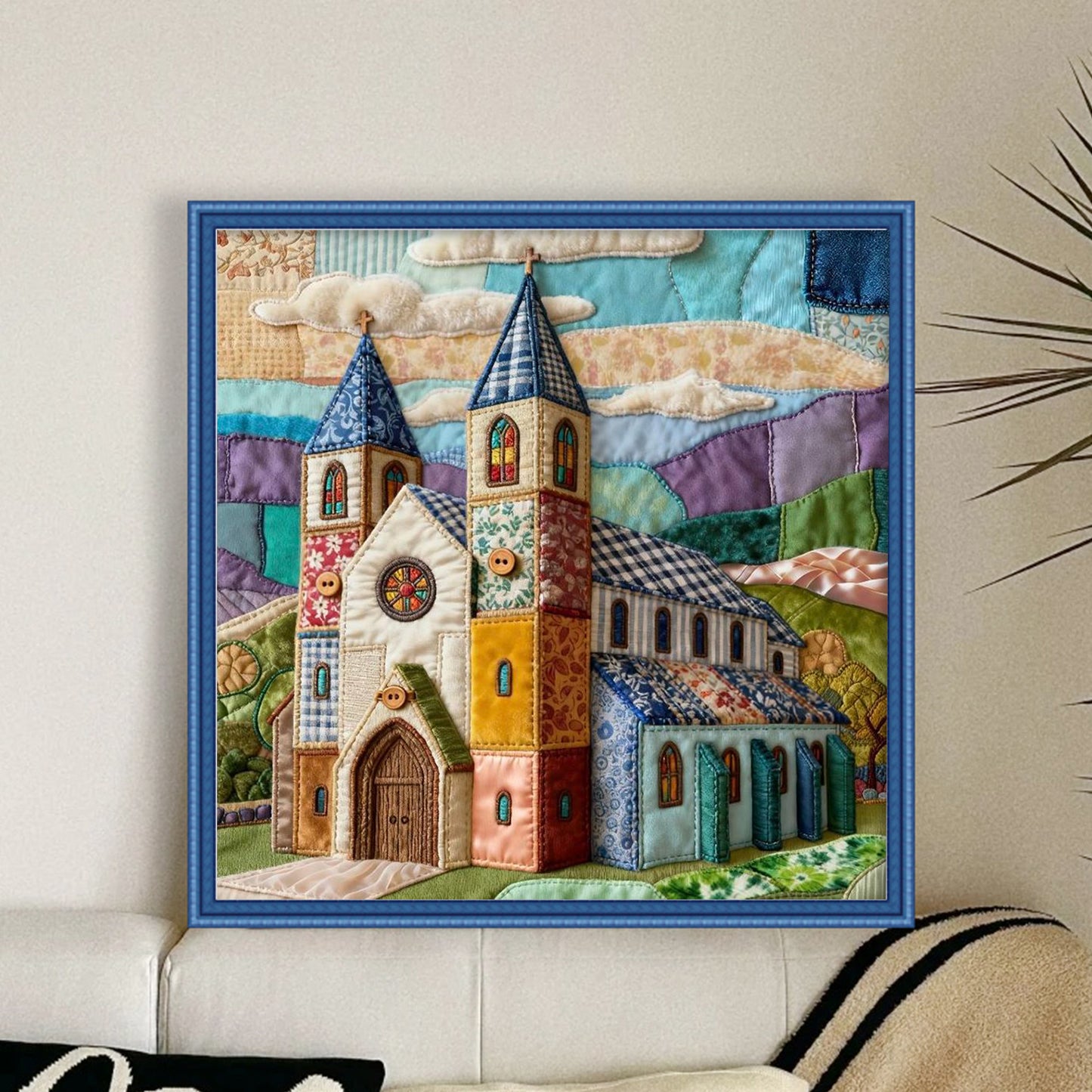 Patchwork Colorful Hut - Full 11CT Stamped Cross Stitch 45x45CM - Huacan
