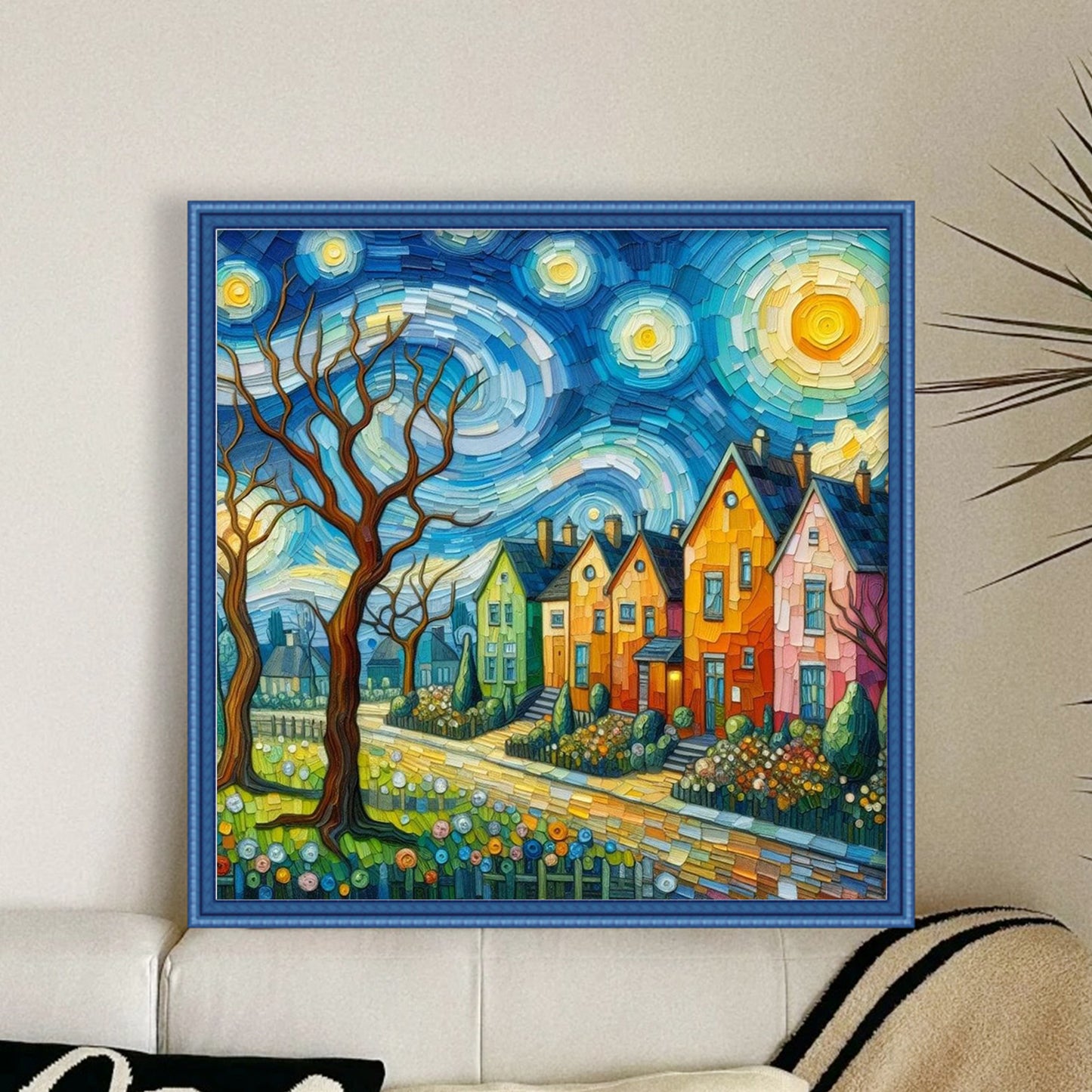 Colorful Hut - Full 11CT Stamped Cross Stitch 45x45CM - Huacan