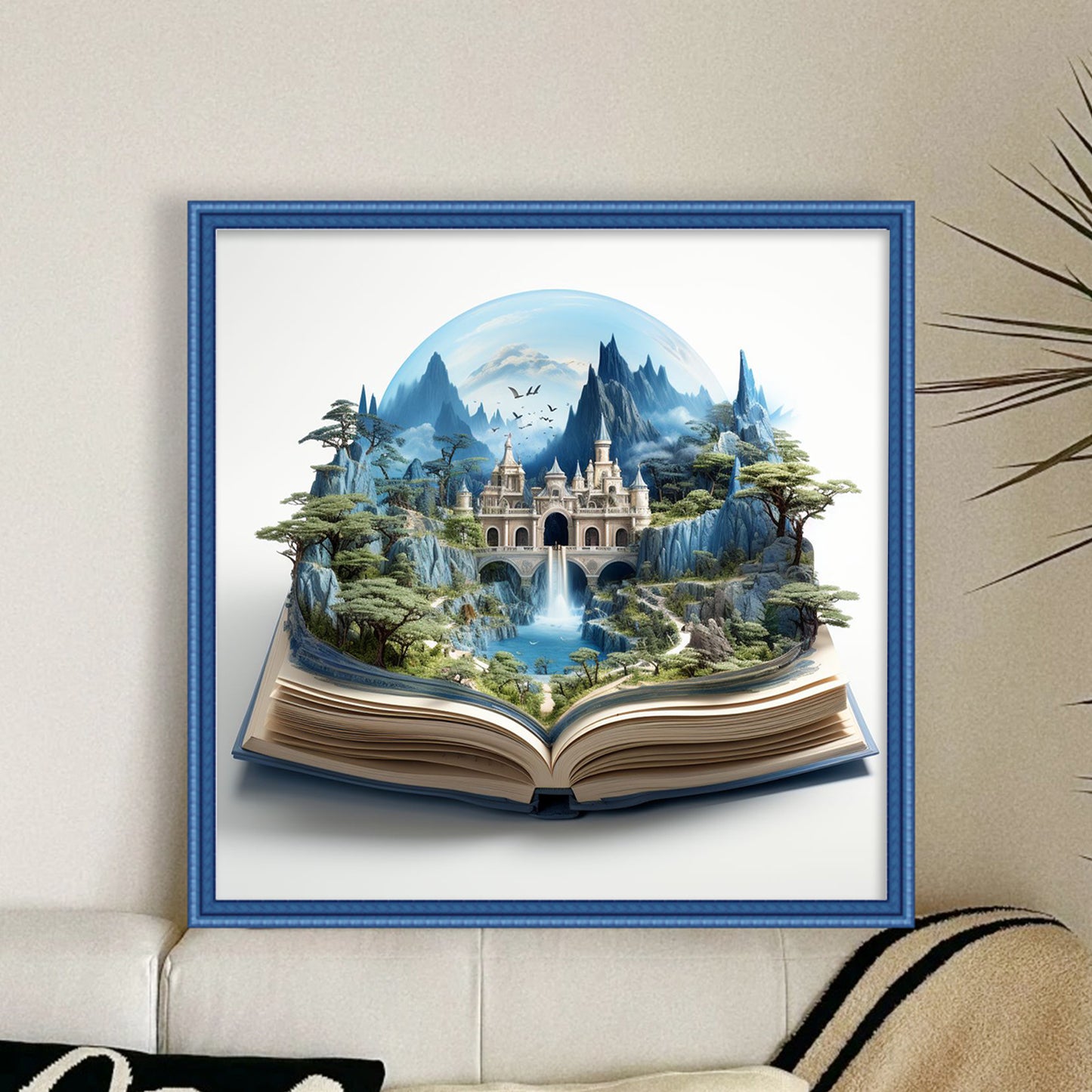Scenery In Book - Full 11CT Stamped Cross Stitch 45x45CM - Huacan
