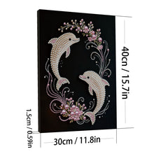 Load image into Gallery viewer, DIY Pearl Painting Kit 30x40CM Dolphin Framed Handmade Pearl Material Art Set Room Wall Decoration