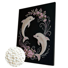 Load image into Gallery viewer, DIY Pearl Painting Kit 30x40CM Dolphin Framed Handmade Pearl Material Art Set Room Wall Decoration