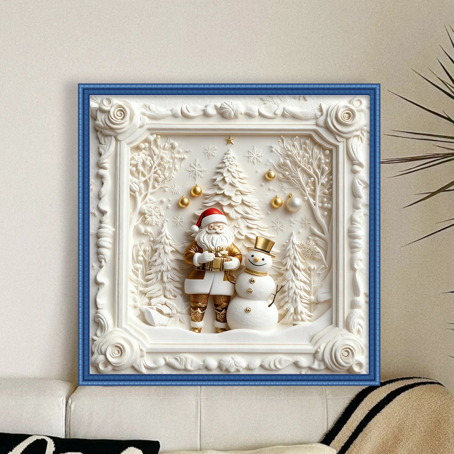 Santa Claus - Full 11CT Stamped Cross Stitch 40x40CM - Huacan