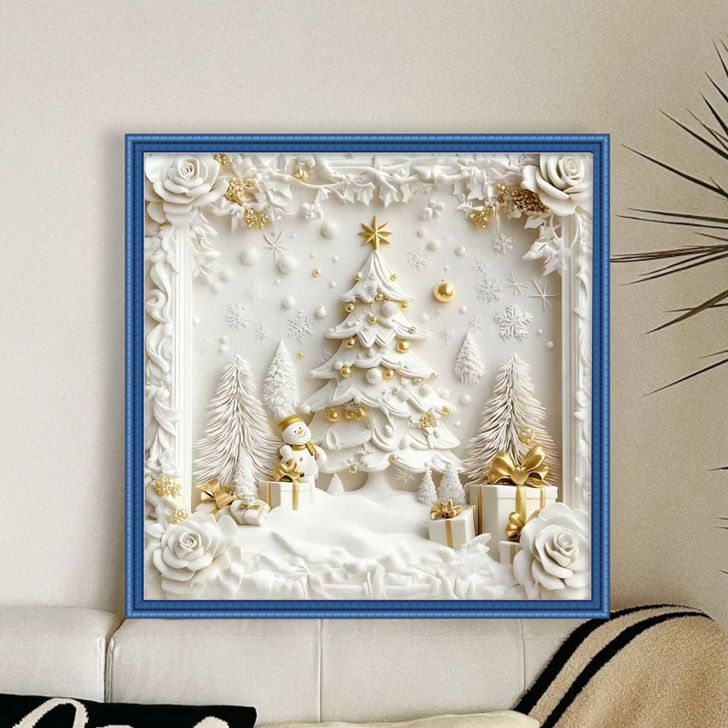 Christmas Tree - Full 11CT Stamped Cross Stitch 40x40CM - Huacan