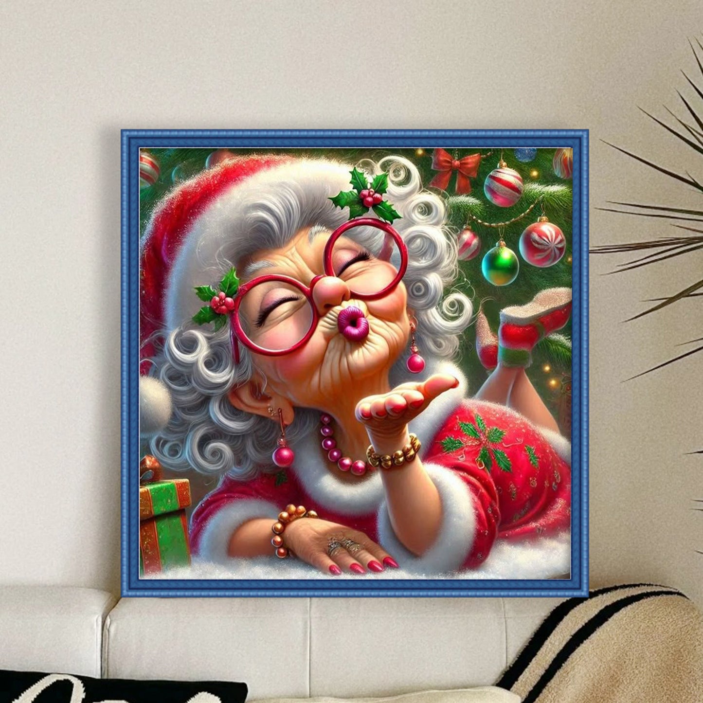 Christmas Grandma - Full 11CT Stamped Cross Stitch 40x40CM - Huacan