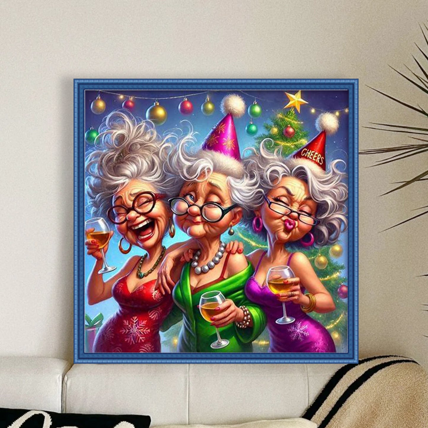 Grandma At Party - Full 11CT Stamped Cross Stitch 40x40CM - Huacan
