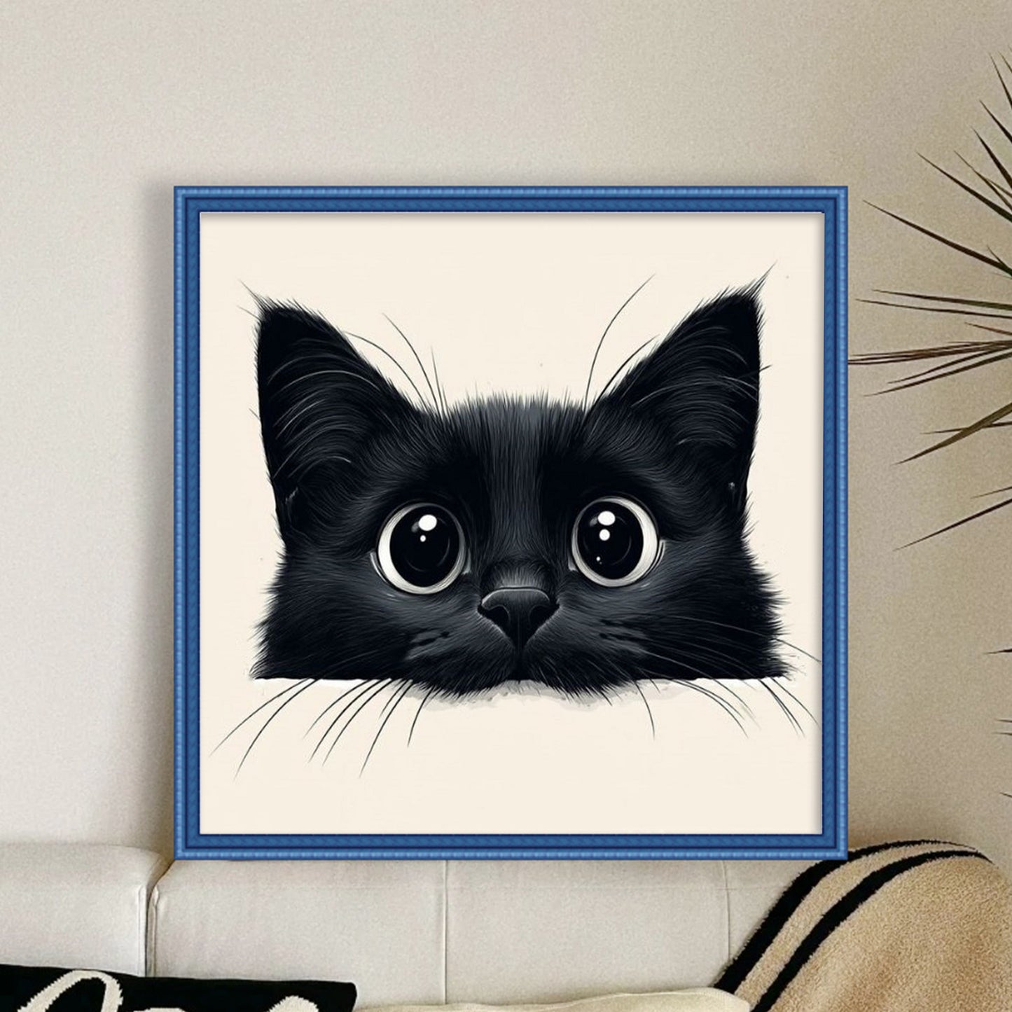 Black Cat - Full 18CT Stamped Cross Stitch 20x20CM - Huacan
