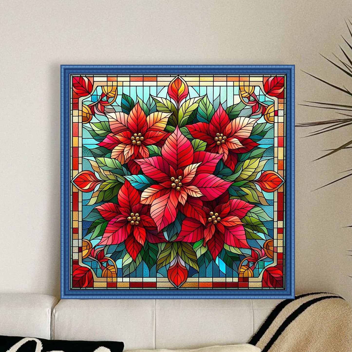 Christmas Flower - Full 11CT Stamped Cross Stitch 45x45CM - Huacan