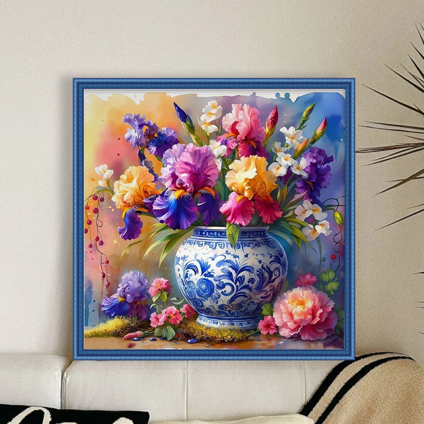 Vase - Full 11CT Stamped Cross Stitch 40x40CM - Huacan