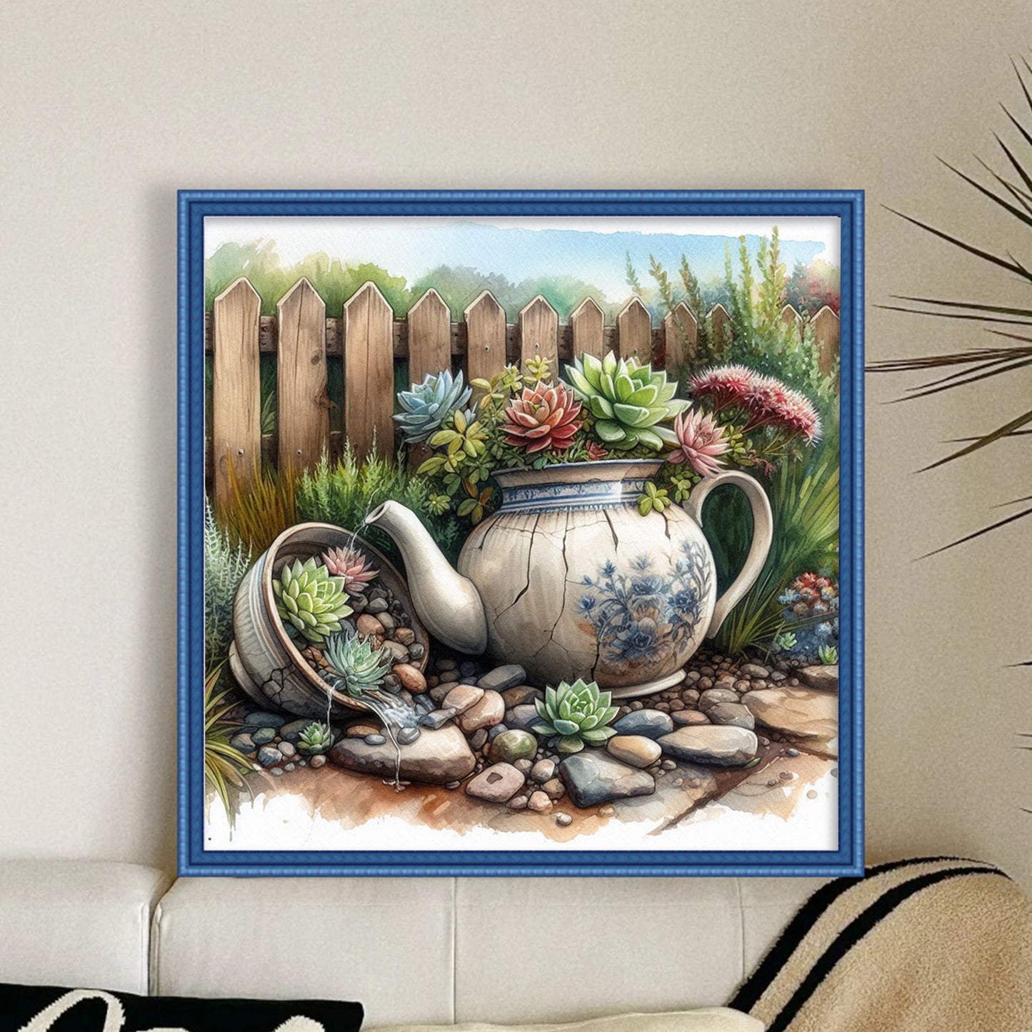 Succulent - Full 11CT Stamped Cross Stitch 40x40CM - Huacan