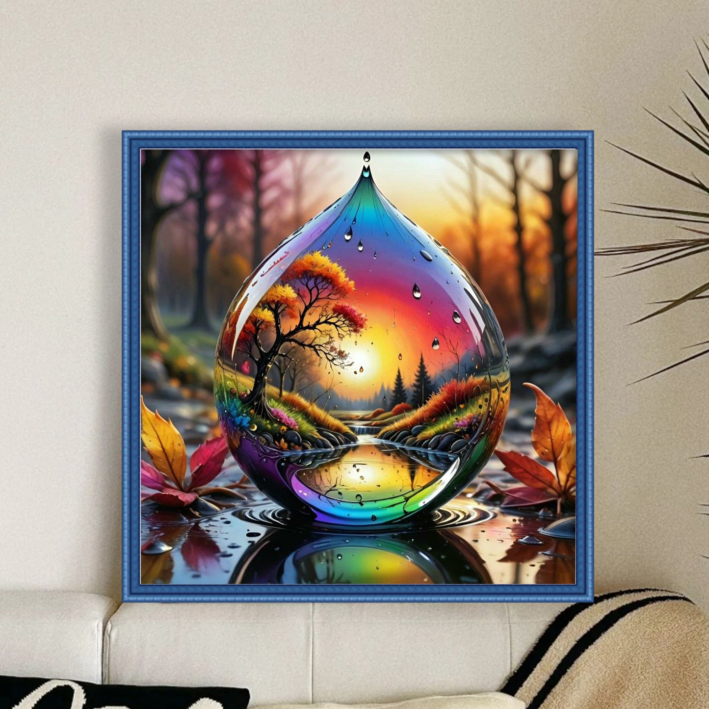 Water Drop Scenery - Full 11CT Stamped Cross Stitch 45x45CM - Huacan
