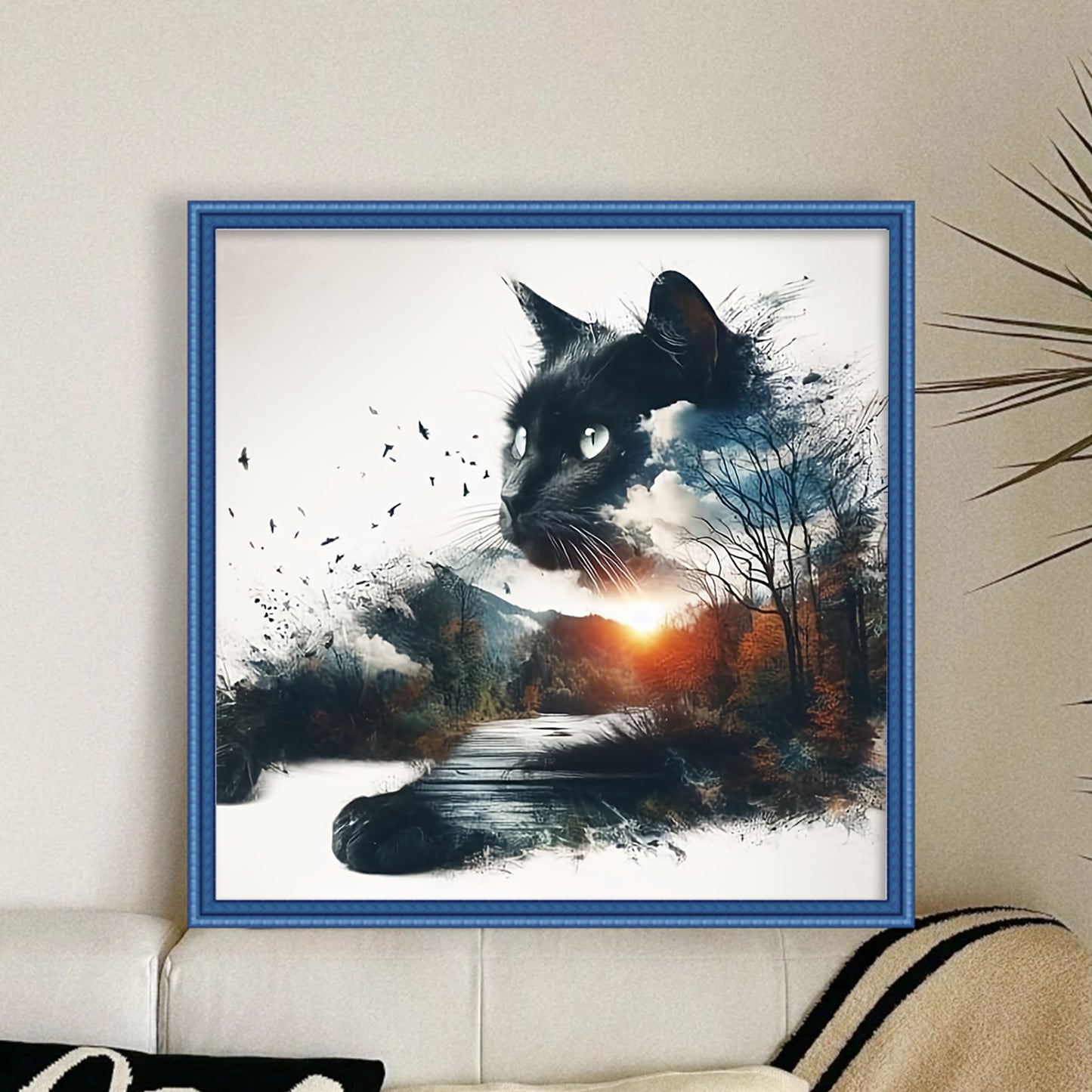 Forest Cat - Full 14CT Counted Cross Stitch 40x40CM - Huacan