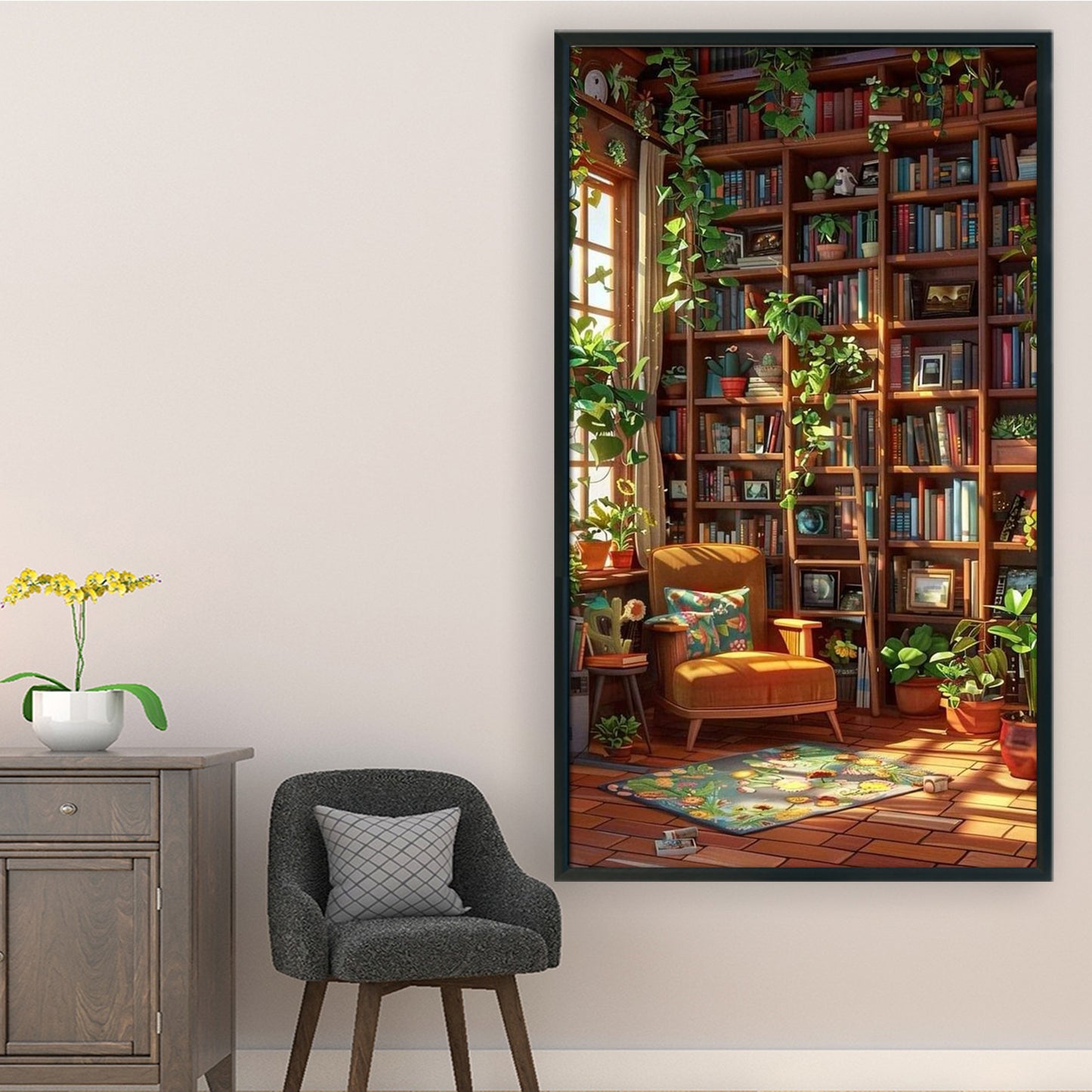 Study Room - Full 11CT Stamped Cross Stitch 40x70CM - Huacan
