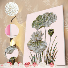 Load image into Gallery viewer, DIY Pearl Painting Kit 30x40CM Lotus Framed Handmade Pearl Material Art Set Room Wall Decoration