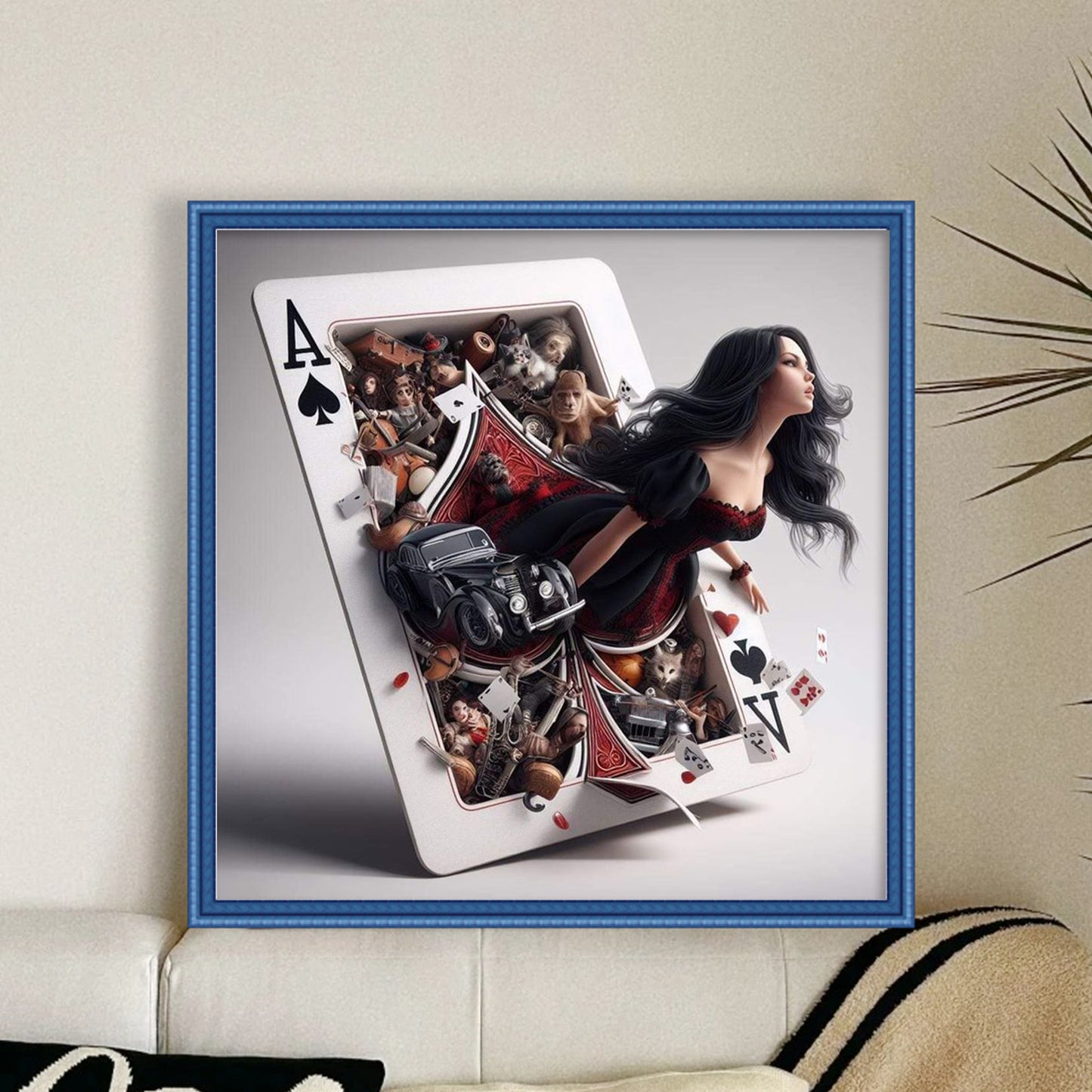 Card Girl - Full 11CT Stamped Cross Stitch 50x50CM - Huacan