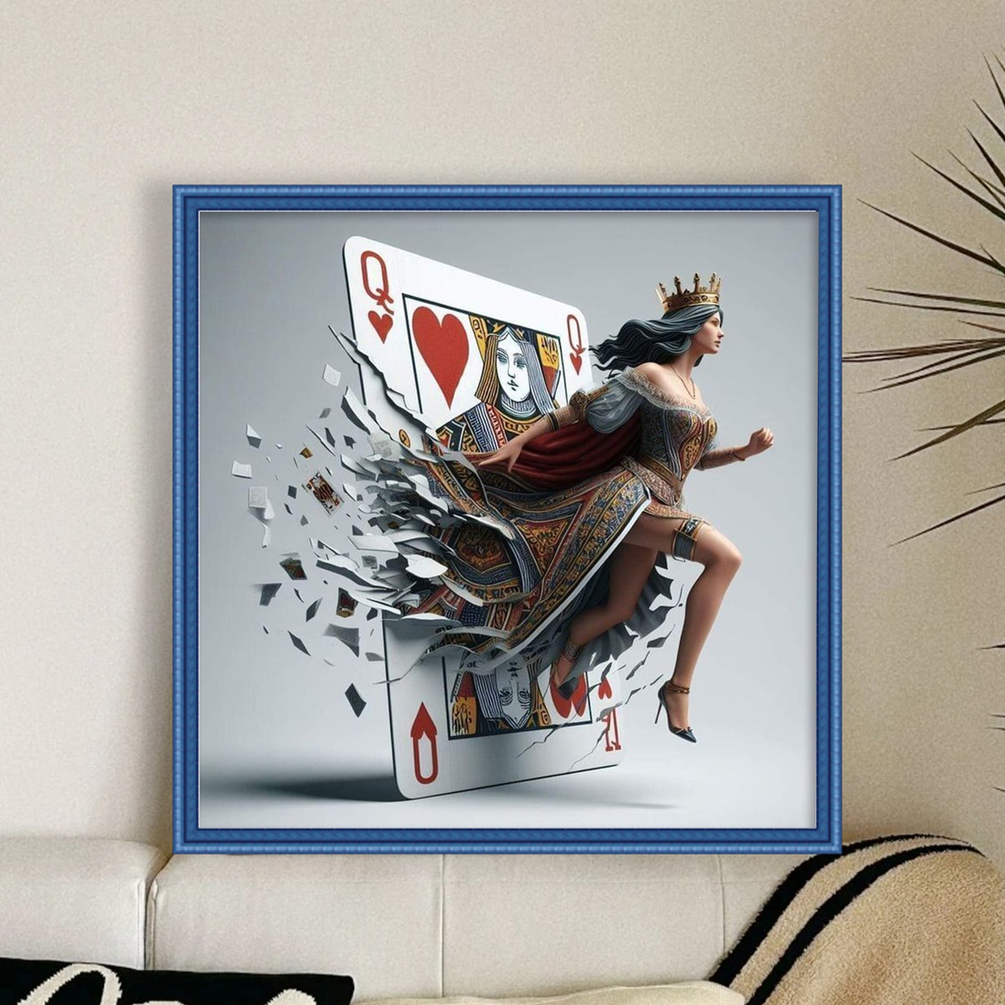 Card Queen - Full 11CT Stamped Cross Stitch 50x50CM - Huacan
