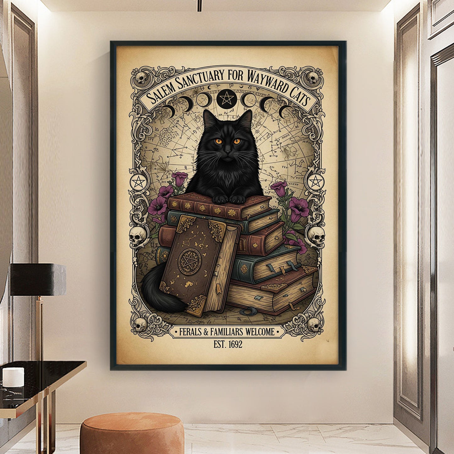 Black Cat And Books - Full 11CT Stamped Cross Stitch 40x60CM - Huacan