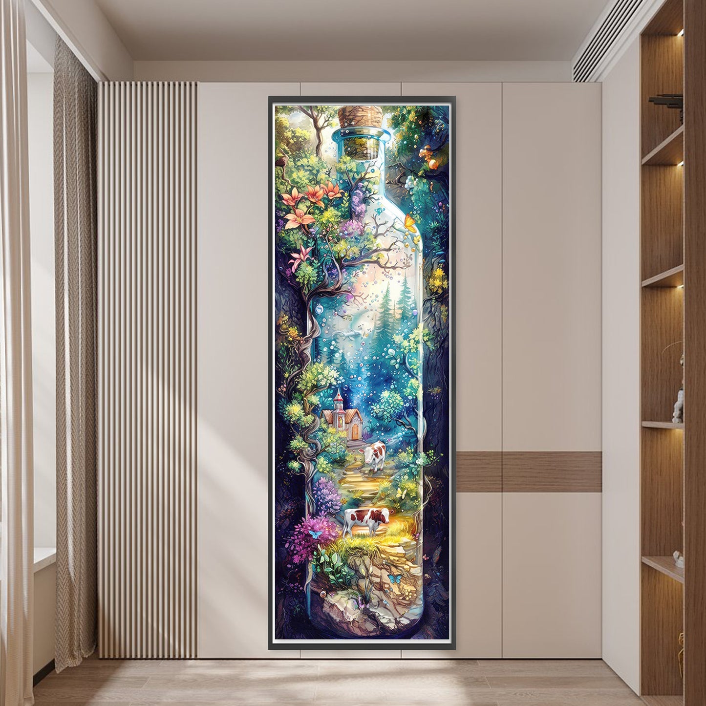 Glass Bottle Scenery - Full 11CT Stamped Cross Stitch 30x90CM - Yishu