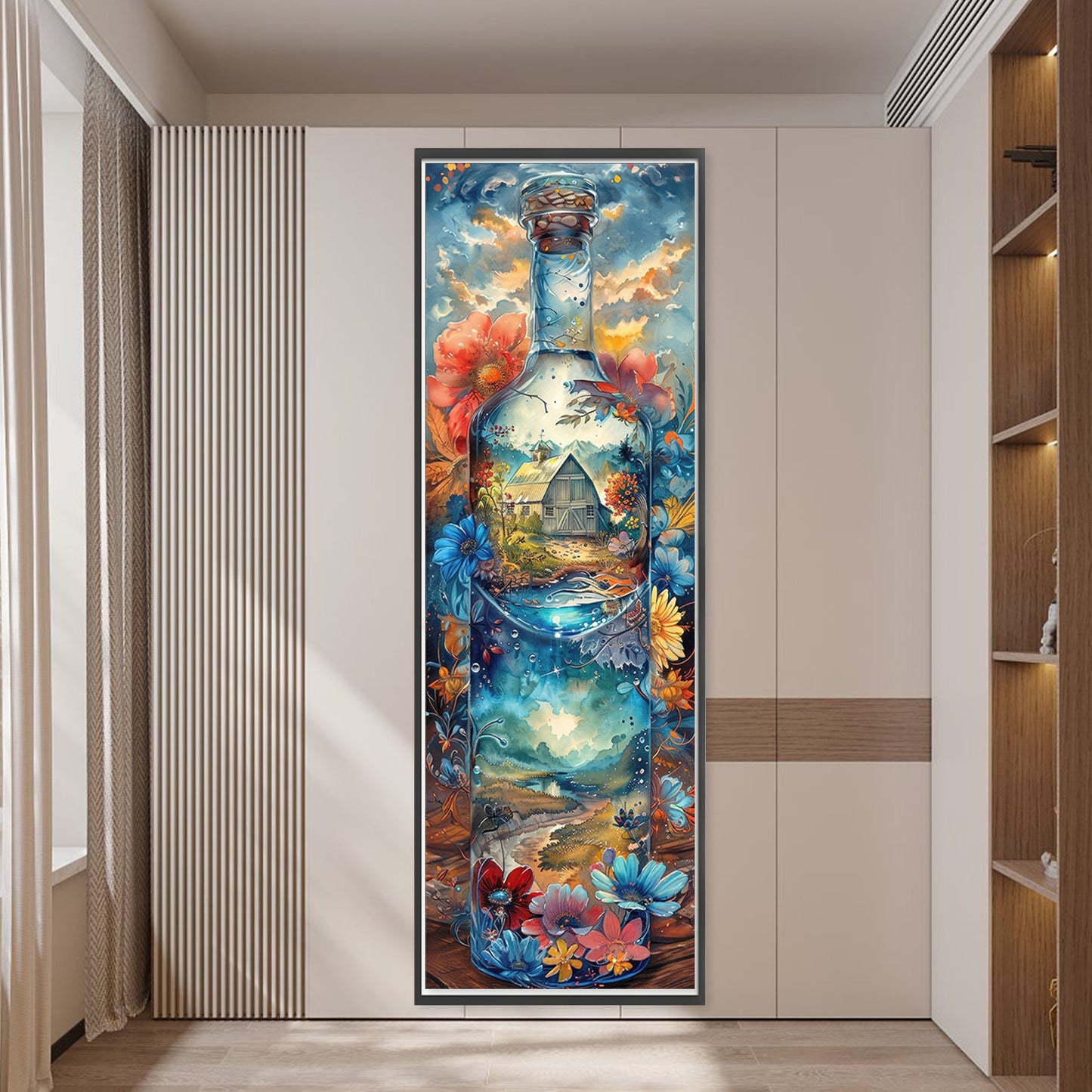 Glass Bottle Scenery - Full 11CT Stamped Cross Stitch 30x90CM - Yishu
