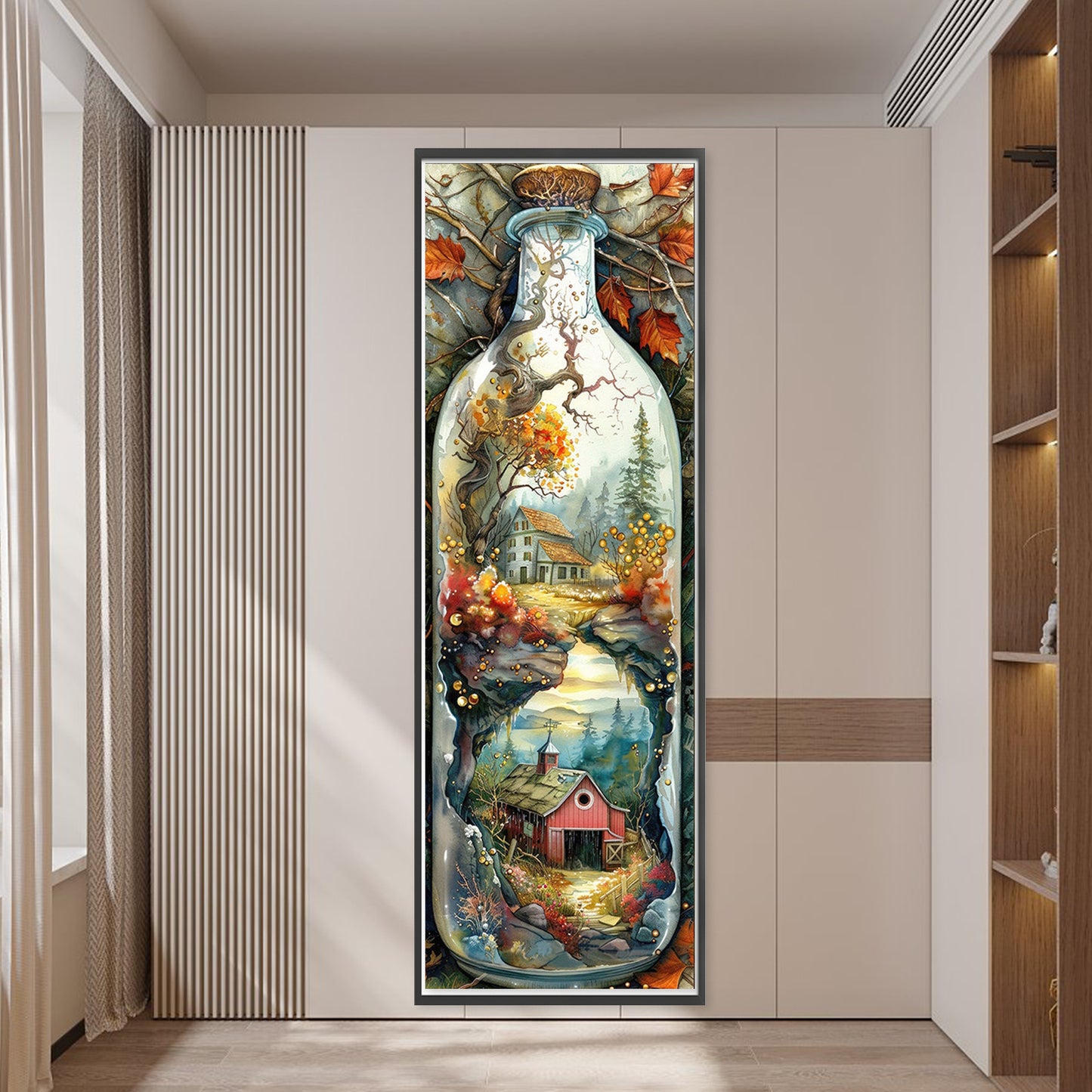 Glass Bottle Scenery - Full 11CT Stamped Cross Stitch 30x90CM - Yishu