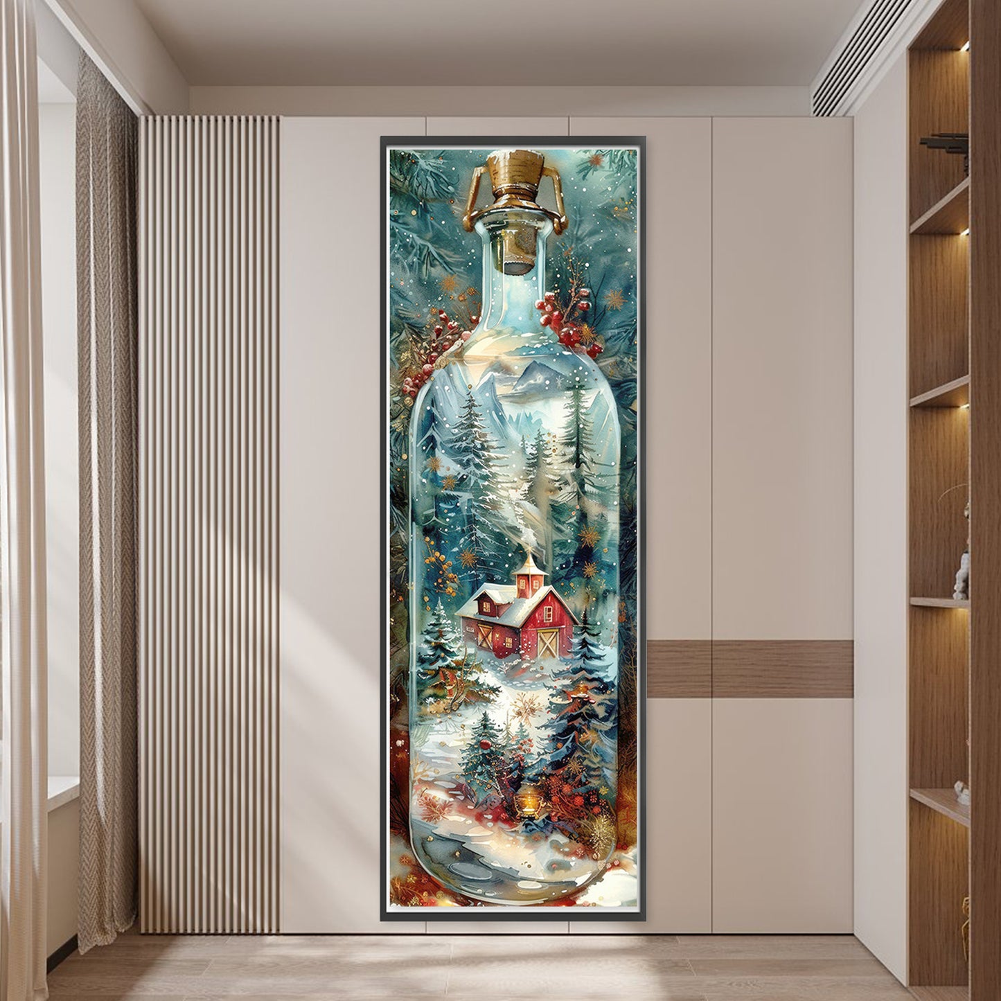 Glass Bottle Scenery - Full 11CT Stamped Cross Stitch 30x90CM - Yishu