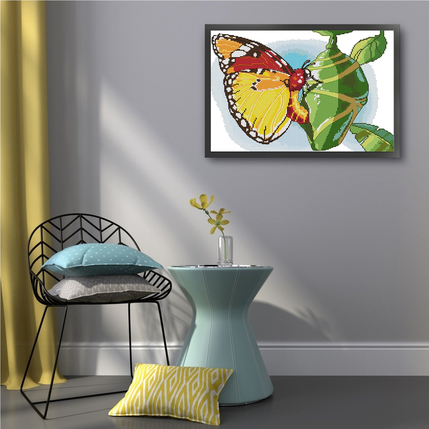Breaking Cocoon Into Butterfly - Partial 14CT Stamped Cross Stitch 40x31CM - Joy Sunday Backstitch+Half Cross Stitch
