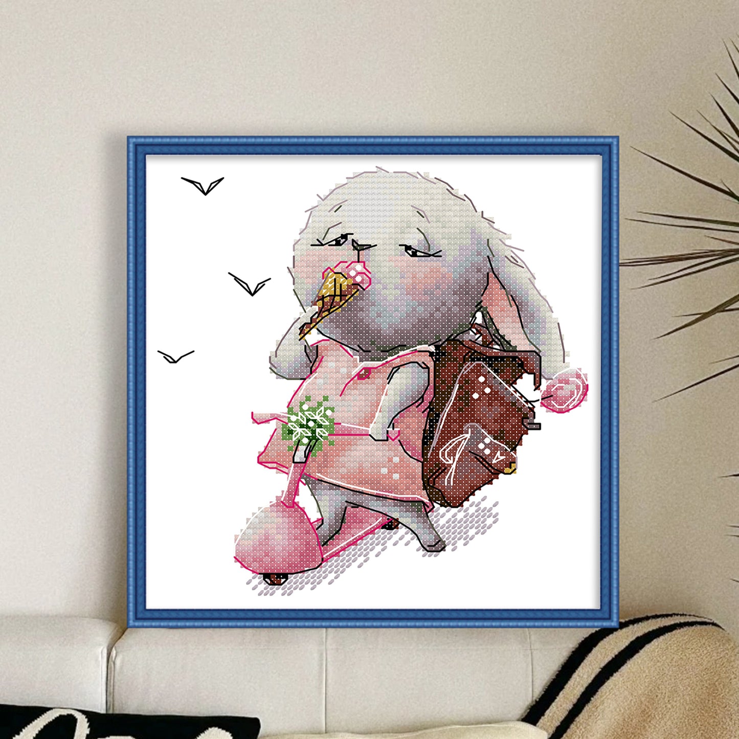 Skateboarding Bunny - Partial 14CT Stamped Cross Stitch 19x19CM - Joy Sunday