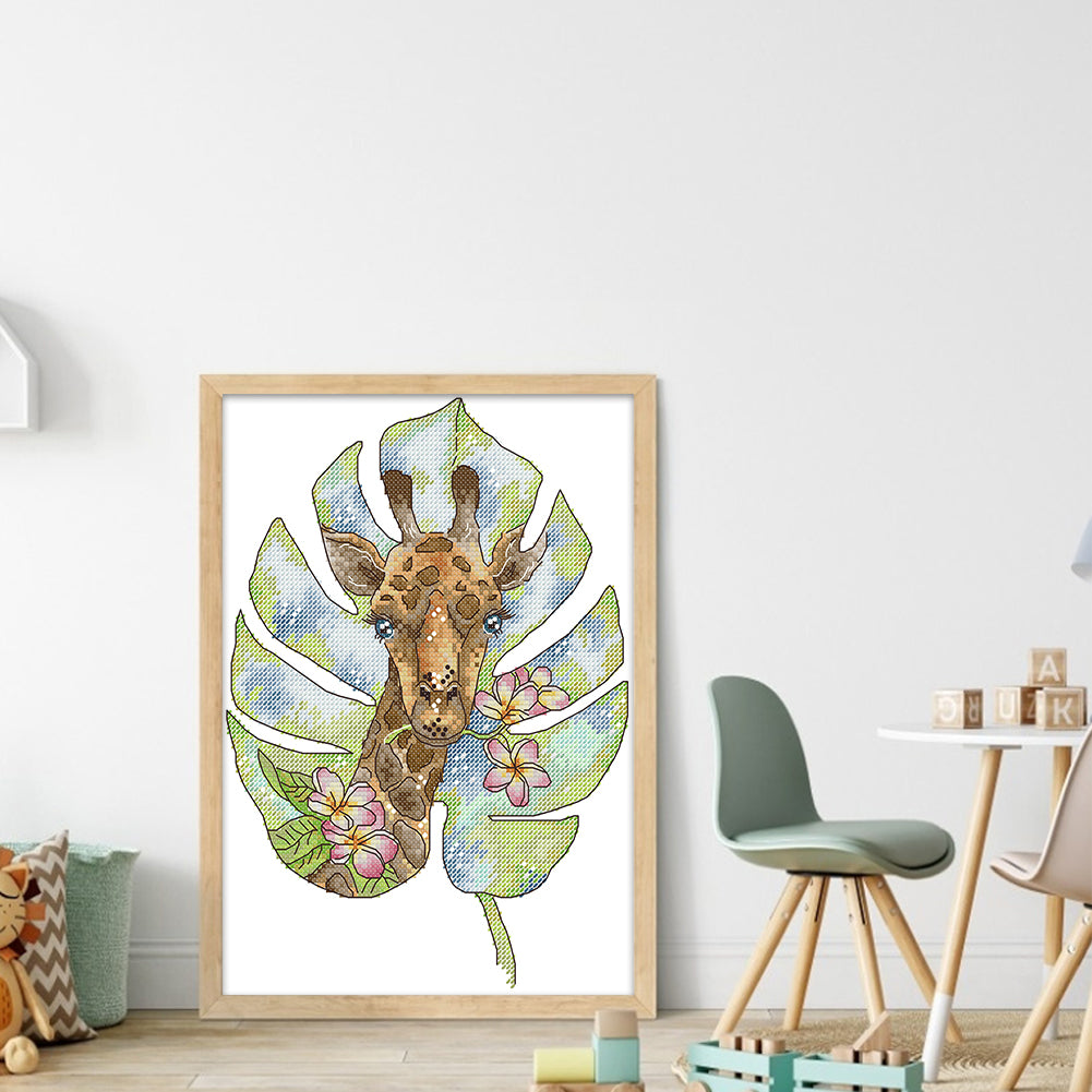 Giraffe - Partial 14CT Stamped Cross Stitch 21x30CM - Joy Sunday Backstitch+Half Cross Stitch