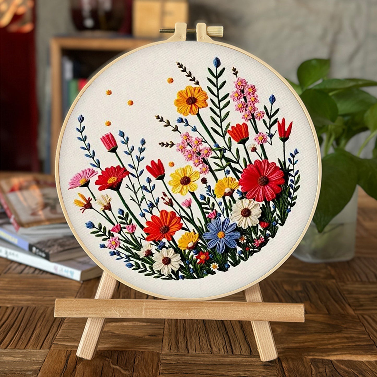 Flower Cluster - DIY Embroidery Cross Stitch Kit with Pattern Cotton Threads Needles Hoop 30x30CM/11.81x11.81in