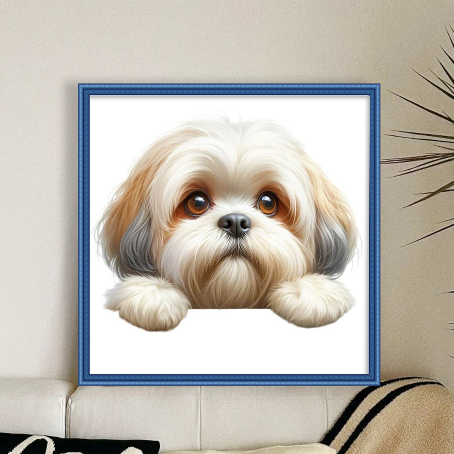 Shih Tzu-Dog - Full 11CT Stamped Cross Stitch 40x40CM - Yishu