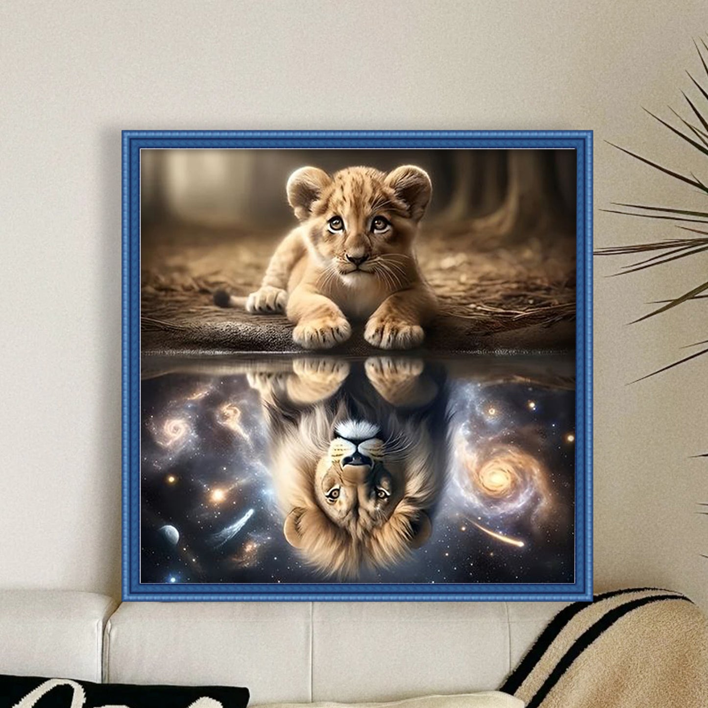 Lion - Full 11CT Stamped Cross Stitch 40x40CM - Yishu
