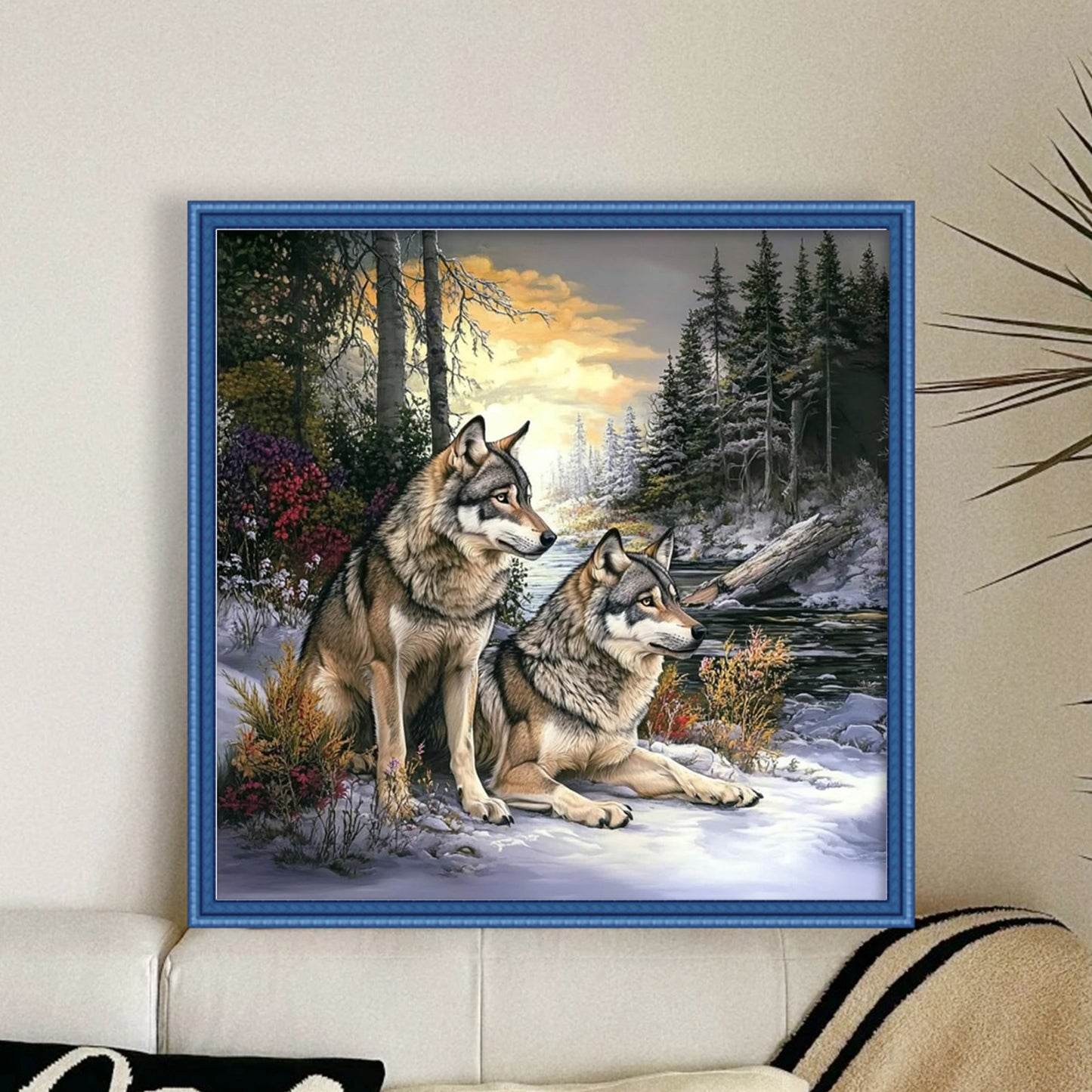 Wolf - Full 11CT Stamped Cross Stitch 40x40CM - Yishu