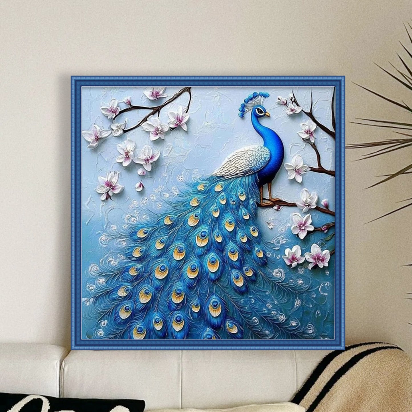 Peacock - Full 11CT Stamped Cross Stitch 40x40CM - Yishu
