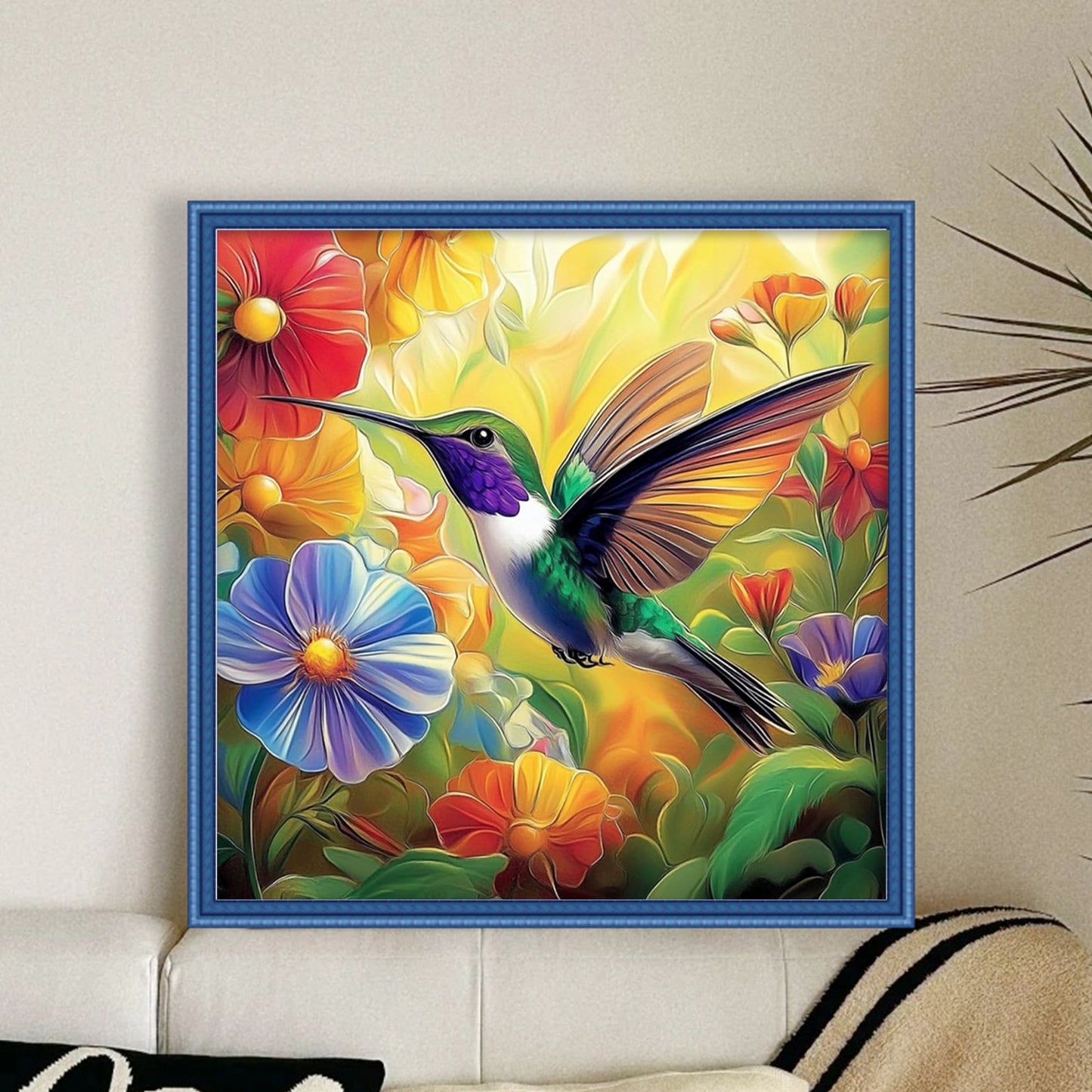 Hummingbird - Full 11CT Stamped Cross Stitch 40x40CM - Yishu
