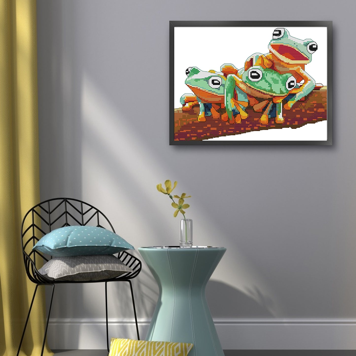 Frog - Partial 14CT Stamped Cross Stitch 31x26CM - Joy Sunday Backstitch
