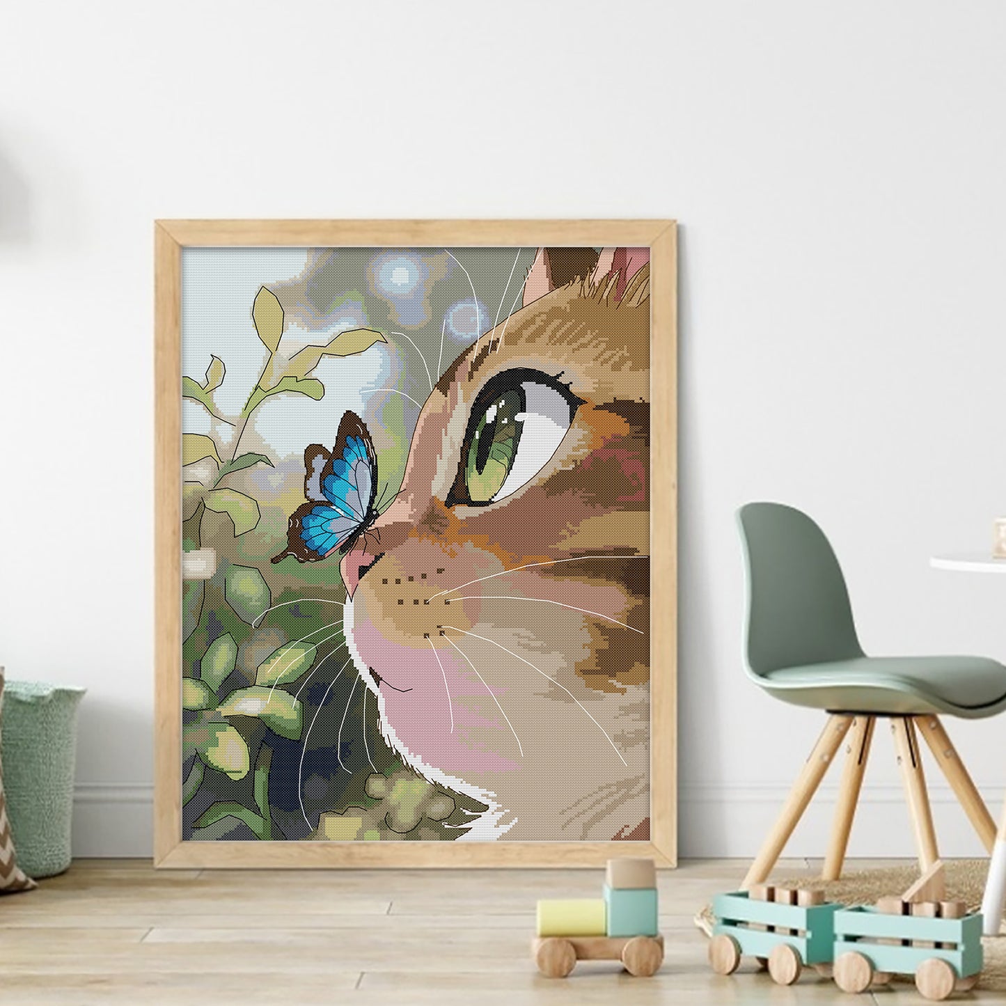 Cat - Full 14CT Stamped Cross Stitch 41x50CM - Joy Sunday Backstitch