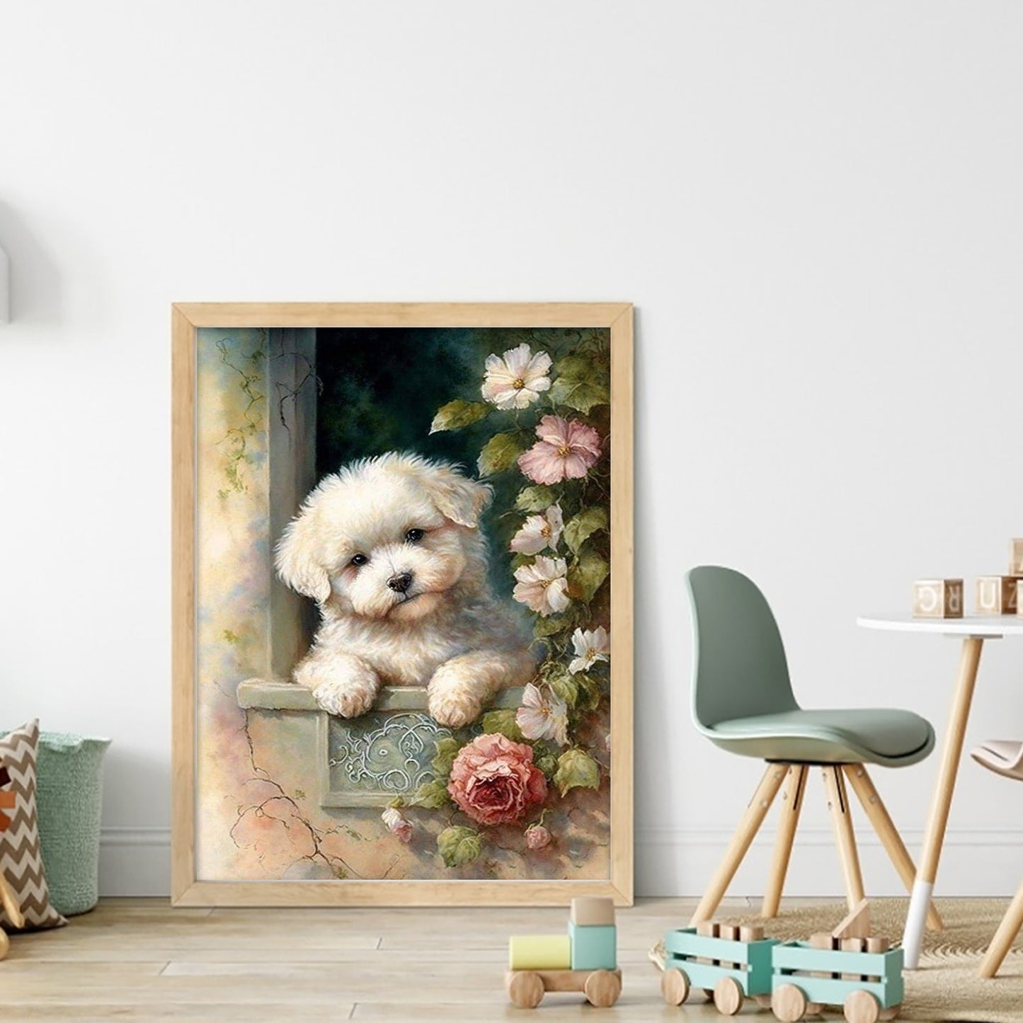 Bichon Frise-Dog - Full 11CT Stamped Cross Stitch 40x55CM - Huacan